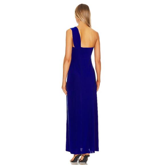 NWT Misa Los Angeles Womens Knotted Twist Evening Dress One Shoulder Blue Size L - Picture 2 of 12